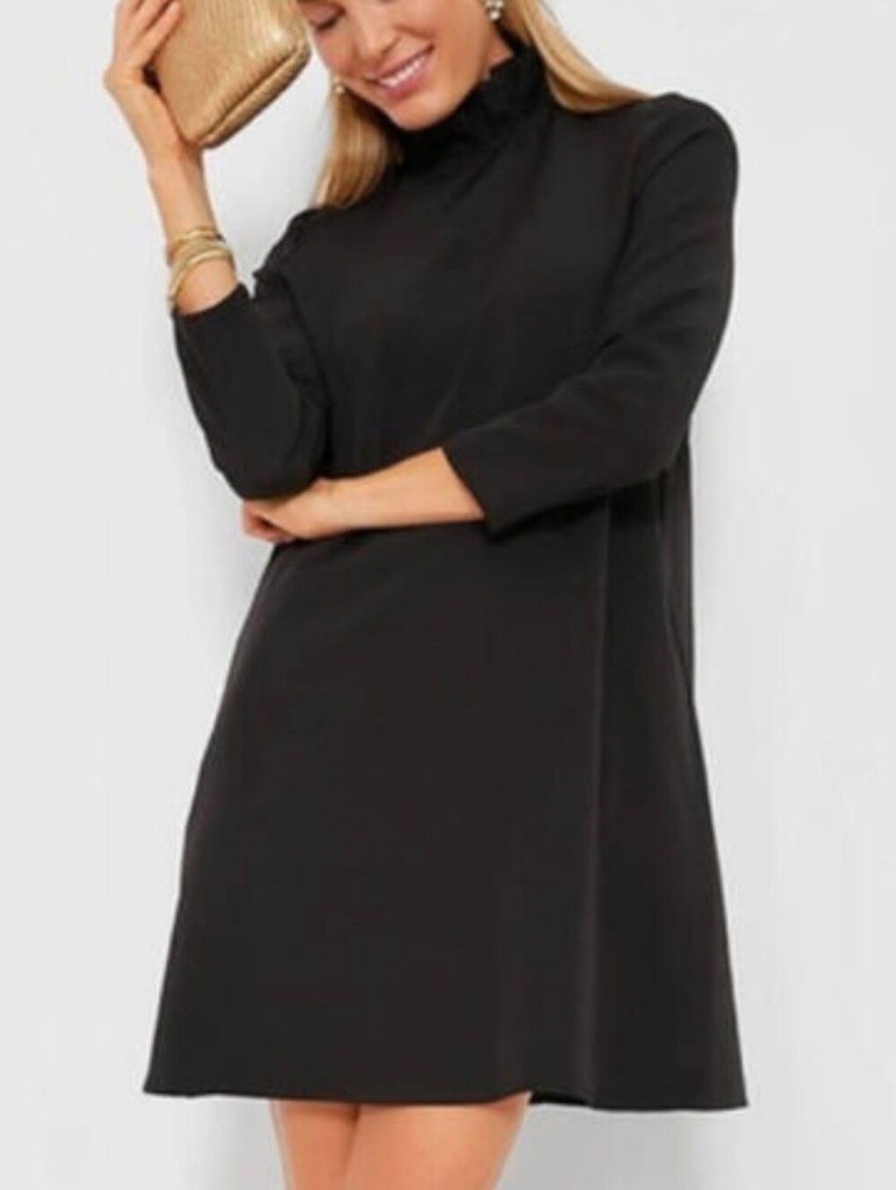POMANDER PLACE black Daphne long sleeve mini dress sz XS